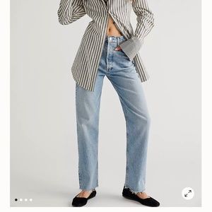 Agolde 90’s Pinch Waist High Rise Straight Leg Frayed Hem Jeans NWT